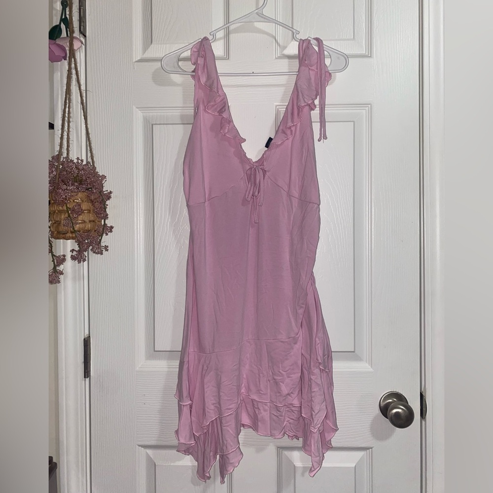 wild fable Pink Ruffle scrunch side mini Dress